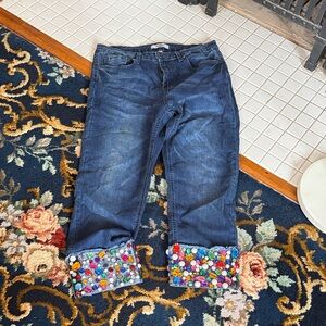 Colorful‎ Embellished Crop Jeans- worn a bunch but great